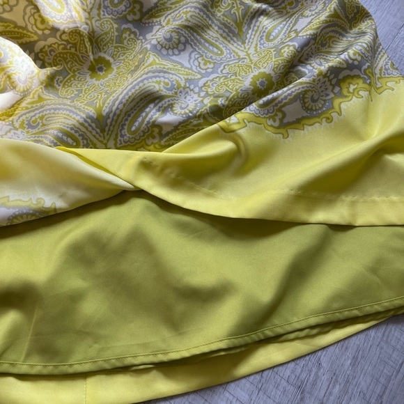 Loft Chartreuse & Gray Paisley Sleeveless Dress size 0 - Picture 7 of 8